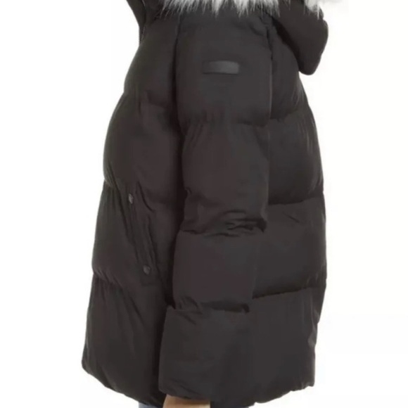 Sam Edelman Black Puffer Jacket with Faux Fur Trim XS - Picture 3 of 8